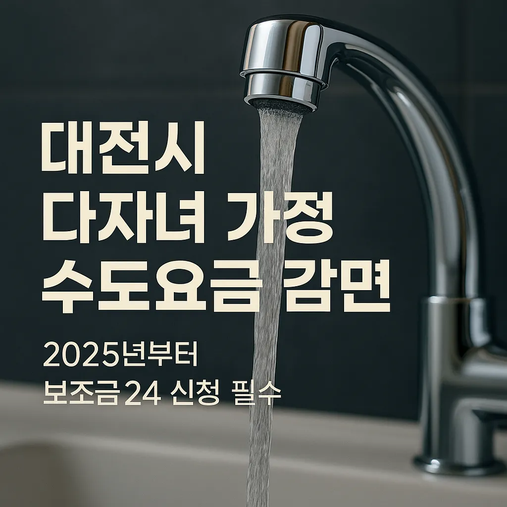 대전시 다자녀 가정 수도요금 감면 총정리｜2025년부터 보조금24 신청 필수